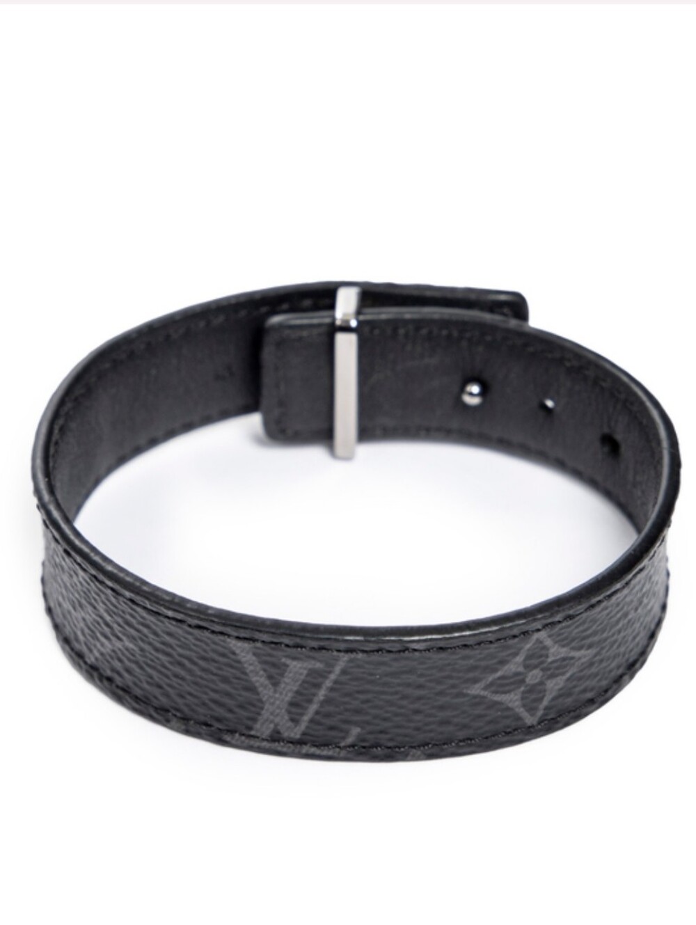 Louis Vuitton Black Leather LV Logo slim Bracelet - Picture 3 of 9